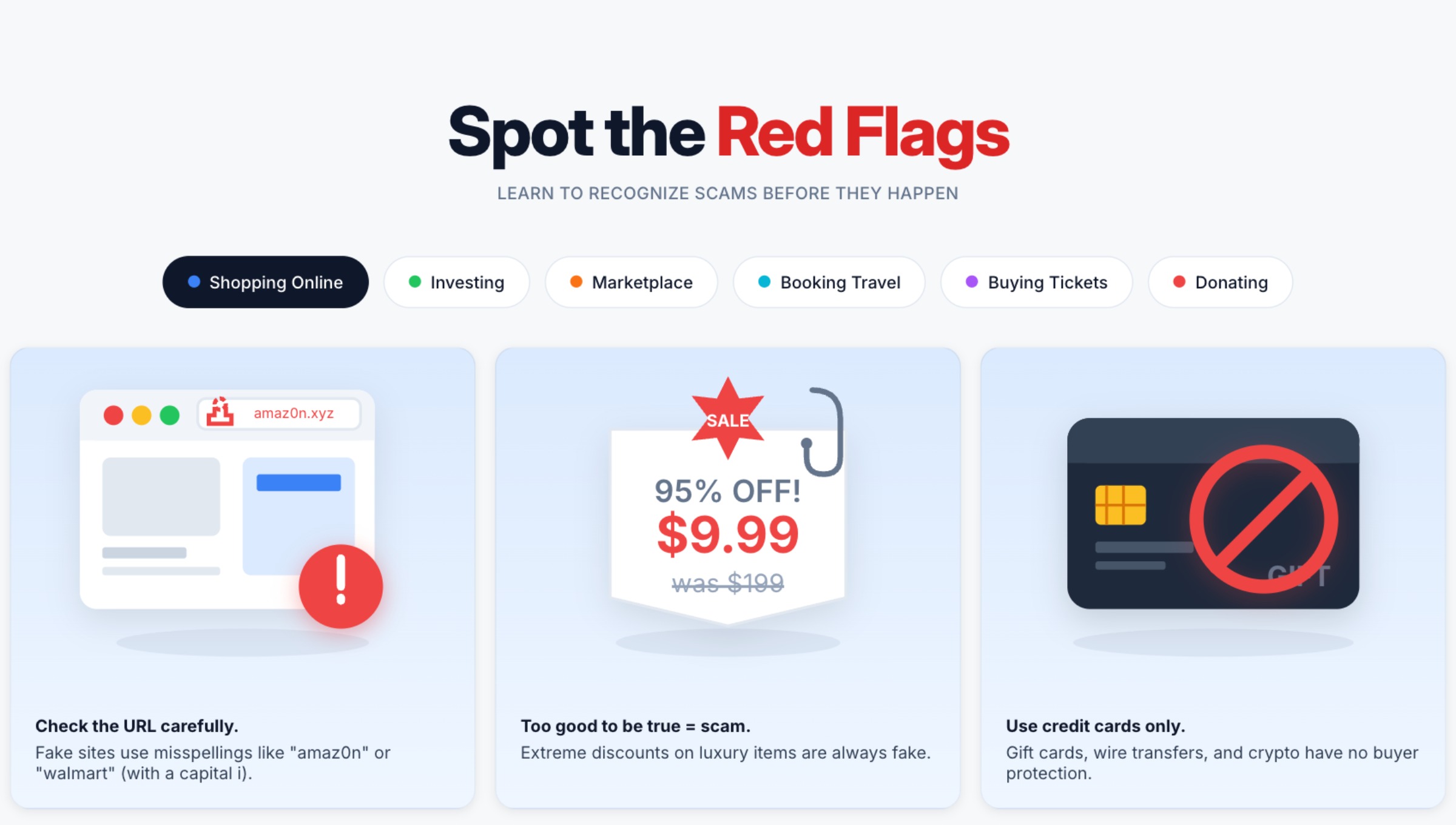 Red Flag Spotter - warning signs by category